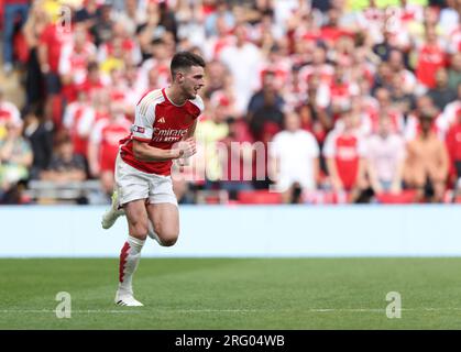 Londres, Royaume-Uni. 06 août 2023. Declan Rice (A) au match FA Community Shield Arsenal contre Manchester City au stade de Wembley, Londres, Royaume-Uni, le 6 août 2023. Crédit : Paul Marriott/Alamy Live News Banque D'Images