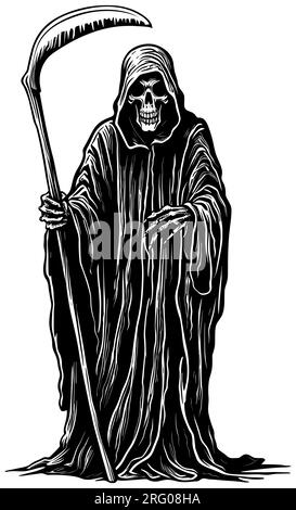 Grim Reaper Linocut Illustration de Vecteur