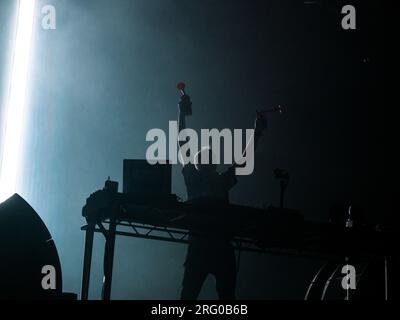 Wilderness Festival, Charlbury, Royaume-Uni. 6 août 2023. Fatboy Slim fait la une de la scène principale dimanche soir du festival de quatre jours qui célèbre l'art, la culture et la musique. Crédit : Andrew Walmsley/Alamy Live News Banque D'Images