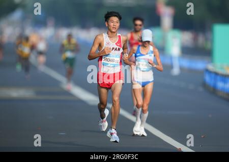 Shuangliu Sports Centre Stadium, Chengdu, Chine. 6 août 2023. Kotaro Shinohara (JPN), 6 AOÛT 2023 - Marathon : finale du semi-marathon masculin pendant les Jeux mondiaux universitaires de la FISU de Chengdu 2021 au Stade Shuangliu Sports Centre, Chengdu, Chine. Crédit : AFLO SPORT/Alamy Live News Banque D'Images