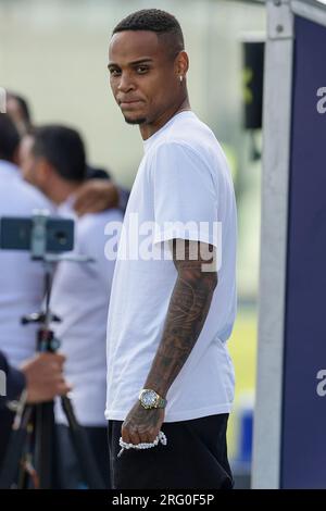 Le défenseur brésilien de la SSC Napoli Natan Bernardo de Souza gesticulate lors du match amical SSC Napoli vs FC Augsburg. Banque D'Images