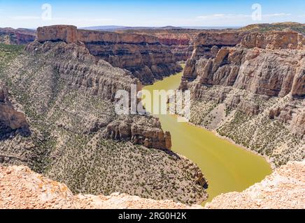 Yellowtail Canyon et Bighorn River de Devil Lookout sont situés dans la zone de loisirs nationale de Bighorn Canyon, qui fait partie du Montana et du Wyoming. Banque D'Images