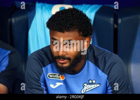 Saint-Pétersbourg, Russie. 06 août 2023. Marcus Wendel Valle da Silva, connu sous le nom de Wendel (8) de Zenit vu lors du match de football de Premier League russe entre le Zenit Saint-Pétersbourg et le Dynamo Moscou à Gazprom Arena. Zenit 2:3 Dynamo. Crédit : SOPA Images Limited/Alamy Live News Banque D'Images