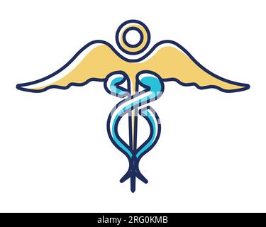 icône de symbole médical caduceus sur fond blanc illustration vectorielle de conception colorée Illustration de Vecteur