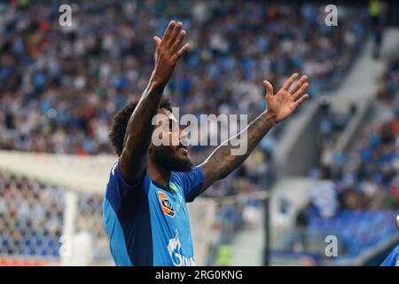 Saint-Pétersbourg, Russie. 06 août 2023. Marcus Wendel Valle da Silva, connu sous le nom de Wendel (8) de Zenit vu lors du match de football de Premier League russe entre le Zenit Saint-Pétersbourg et le Dynamo Moscou à Gazprom Arena. Zenit 2:3 Dynamo. Crédit : SOPA Images Limited/Alamy Live News Banque D'Images