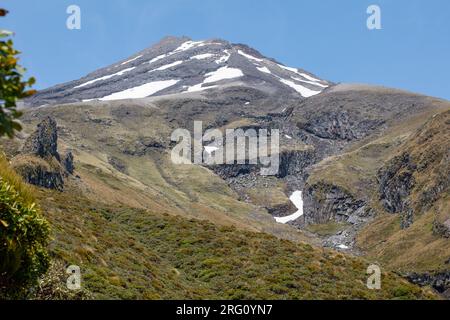 Mt Taranaki dans le parc national d'Egmont, en Nouvelle-Zélande, vue depuis le Holly Hut Track Banque D'Images