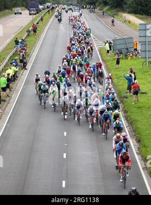 M90 Queensferry Road, Écosse, Royaume-Uni. 6 août 2023. Championnat du monde cycliste UCI Elite Road Race masculine, partant d'Édimbourg pour finir à Glasgow Banque D'Images