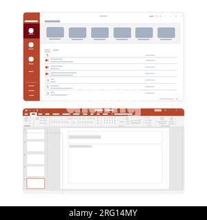 ecran de l'interface utilisateur de l'appareil numérique en ligne de la technologie d'application de présentation des diapositives Illustration de Vecteur