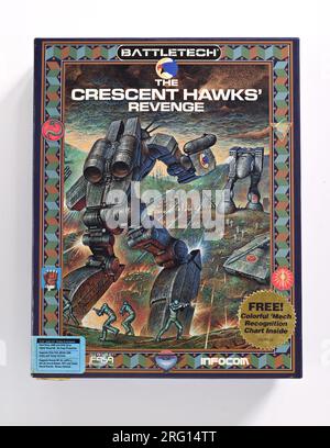 IBM & PC jeu d'ordinateur, Battletech, The Crescent Hawks' Revenge , couverture de Battle Mechs dans combat 1990 jeux MS-DOS pour ordinateurs personnels Banque D'Images