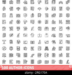 100 icônes d'auteur définies. Illustration de contour de 100 icônes d'auteur ensemble vectoriel isolé sur fond blanc Illustration de Vecteur