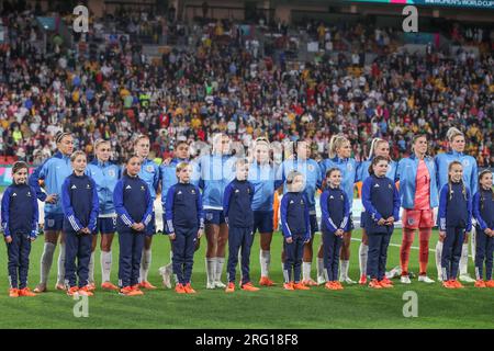 Brisbane, Australie. 07 août 2023. Les joueuses anglaises s'alignent lors du match de la coupe du monde féminine FIFA 2023 Angleterre femmes vs Nigeria femmes au Suncorp Stadium, Brisbane, Australie, le 7 août 2023 (photo de Patrick Hoelscher/News Images) à Brisbane, Australie le 8/7/2023. (Photo de Patrick Hoelscher/News Images/Sipa USA) crédit : SIPA USA/Alamy Live News Banque D'Images