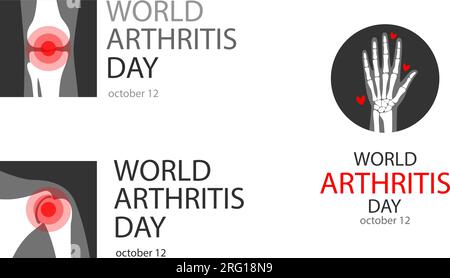 Illustration vectorielle de la Journée mondiale de l'arthrite. Douleurs articulaires, inflammation. Sensibilisation à la Journée mondiale de l'arthrite, bannière d'octobre Illustration de Vecteur