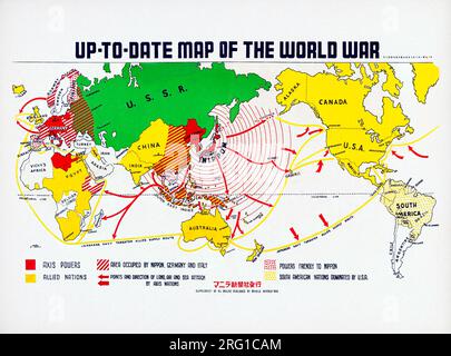 Carte à jour de la guerre mondiale par Manila Shinbun-sha. Original de la bibliothèque de manuscrits de livres rares de Beinecke. Banque D'Images