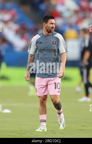 Frisco, États-Unis. 06 août 2023. FRISCO, TEXAS - 6 AOÛT : Leonel Messi se réchauffe avant le match à élimination directe de l'Inter Miami CF et du FC Dallas Leagues Cup au Toyota Stadium le 6 août 2023 à Frisco, Texas. (Photo Alejandro Salazar/PxImages/Sipa USA) crédit : SIPA USA/Alamy Live News Banque D'Images