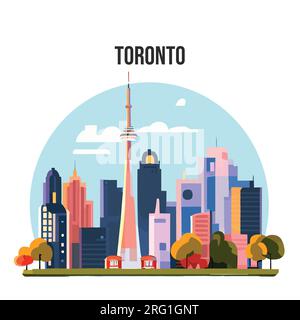 Illustration vectorielle plate de fond d'horizon de la ville de Toronto Illustration de Vecteur