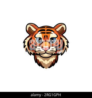 Adorable illustration vectorielle de clipart de visage de tigre Illustration de Vecteur