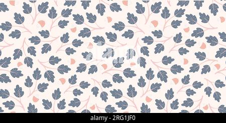 Bordure de motif feuille de chêne d'automne. Bannière de conception de motif sans couture Vector Fall de feuilles saisonnières et de glands. Illustration de Vecteur