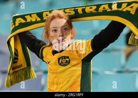 Sydney, Australie. 07 août 2023. Fans de Matildas avant la manche de la coupe du monde féminine de la FIFA 16 2023 match entre l'Australie féminine et le Danemark féminin au Stadium Australia, Sydney, Australie le 7 août 2023. Photo de Peter Dovgan. Usage éditorial uniquement, licence requise pour un usage commercial. Aucune utilisation dans les Paris, les jeux ou les publications d'un seul club/ligue/joueur. Crédit : UK Sports pics Ltd/Alamy Live News Banque D'Images