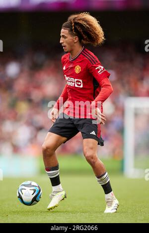 Dublin, Irlande, le 6 août 2023, Hannibal Mejbri de Manchester United lors du match amical de pré-saison entre Manchester United et l'Athletic Club le 6 août 2023 au Aviva Stadium de Dublin, Irlande Banque D'Images