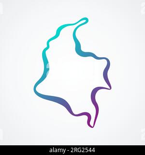 Plan de la Colombie avec dégradé bleu-violet. Illustration de Vecteur