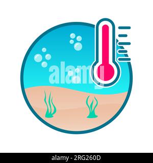 Concept de réchauffement des océans. Acidification des océans. Changement climatique. Réchauffement climatique. Dommages causés à l'écosystème environnemental. Augmentation des températures de la mer. Vecteur Illustration de Vecteur