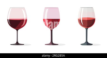 Placez le verre à vin transparent dans la conception plate isolé sur fond blanc. Illustration vectorielle Illustration de Vecteur