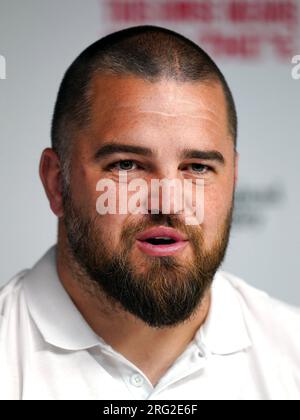 L'entraîneur de Scrum de l'Angleterre Tom Harrison lors d'une annonce d'équipe pour la coupe du monde de rugby 2023 au Twickenham Stadium, Londres. Date de la photo : lundi 7 août 2023. Banque D'Images