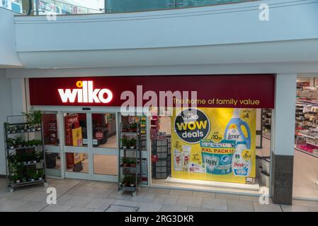 Magasin Wilko dans le centre commercial Victoria à Southend on Sea, Essex, Royaume-Uni. Vitrine de magasin de la chaîne de vente au détail Banque D'Images