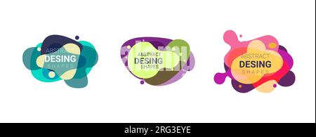 Jeu de formes géométriques abstraites fluides. Violet, jaune, rose Illustration de Vecteur