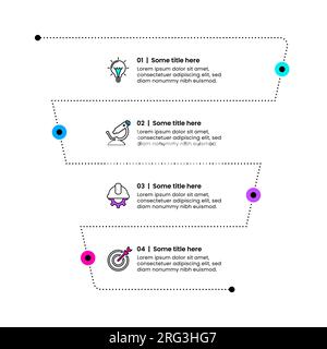 Modèle infographique avec icônes et 4 options ou étapes. Entonnoir abstrait. Peut être utilisé pour la mise en page de flux de travail, diagramme, bannière, webdesign. Illustration vectorielle Illustration de Vecteur