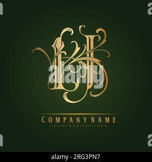 Nostalgie vintage élégance or H lettre monogramme logo illustrations vectorielles pour votre logo de travail, t-shirt de marchandises, autocollants et dessins d'étiquettes, poste Illustration de Vecteur