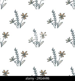 Joli motif sans couture rustique floral. Fond à base de plantes. Impression botanique pour textile, papier peint, papier, carrelage et design, illustration vectorielle Illustration de Vecteur