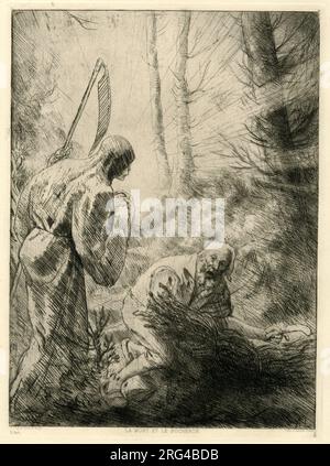 La mort et le Bûcheron (la mort et le bûcheron) 1881 par Alphonse Legros Banque D'Images