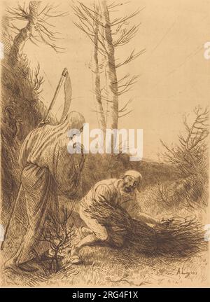 La mort et le bûcheron, 2e planche (le mort et le bucheron) d'Alphonse Legros Banque D'Images