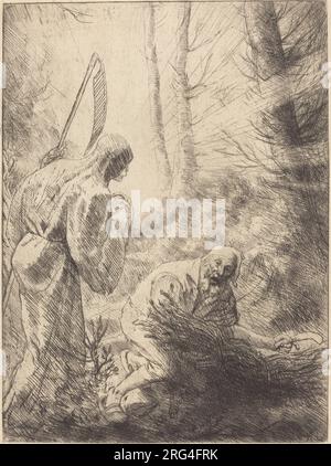 La mort et le bûcheron, 2e planche (la mort de le bucheron) par Alphonse Legros Banque D'Images