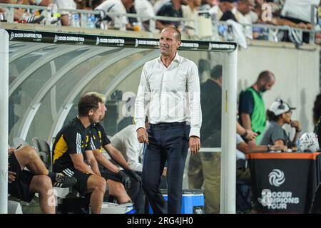 Orlando, Floride, États-Unis, 1 août 2023, l'entraîneur-chef de la Juventus MASSIMILIANO ALLEGRI lors du Soccer Championship Tour organisé par la coupe de Floride au Camping World Stadium . (Crédit photo : Marty Jean-Louis) Banque D'Images