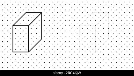 Cubes isométriques 3D pour chaque forme en utilisant les lignes pointillées sur une grille de points. Le dessin au trait est sur une feuille de mathématiques de l'école avec un fond blanc. Illustration de Vecteur