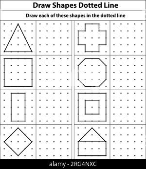 Cubes isométriques 3D pour chaque forme en utilisant les lignes pointillées sur une grille de points. Le dessin au trait est sur une feuille de mathématiques de l'école avec un fond blanc. Illustration de Vecteur