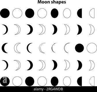 Formes de lune. rempli et contour. sur l'illustration vectorielle. sur fond blanc Illustration de Vecteur