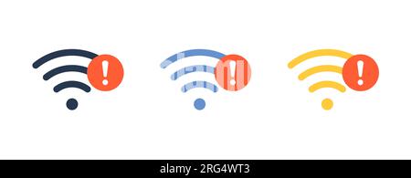 Icône de problème de connexion Wi-Fi incorrecte. Réseau perdu erreur wifi concept d'avertissement de vecteur Internet. Symbole de signal Wi-Fi du téléphone. Illustration de Vecteur