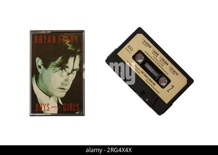 Bryan Ferry Boys and Girls cassette tape face 2 retirée du boîtier isolé sur fond blanc Banque D'Images