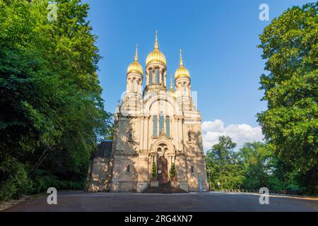 Wiesbaden : Église orthodoxe russe de Sainte-Élisabeth à Rheingau, Hesse, Hesse, Allemagne Banque D'Images