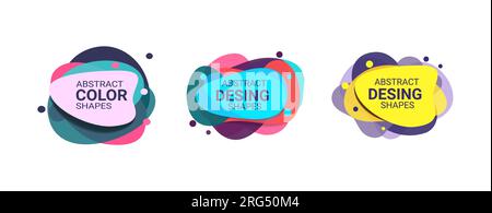 Jeu de formes géométriques abstraites fluides. Lilas, cyan, jaune Illustration de Vecteur