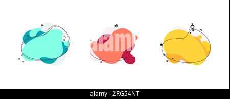 Jeu abstrait d'éclaboussures de liquide. Cyan, orange, rouge Illustration de Vecteur