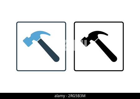 Icône marteau. Icône liée à la menuiserie, construction, projets. style d'icône solide. Conception vectorielle simple modifiable Illustration de Vecteur