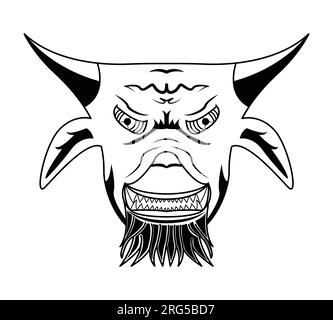 icône de tête de buffalo avec des yeux uniques. tête de chèvre avec des yeux uniques. croquis d'une tête de buffle ou de chèvre. vecteurs, illustrations, icônes, avatars et logos. Illustration de Vecteur