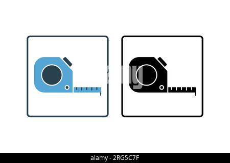 Icône de mètre ruban. Icône liée à la mesure, la construction, l'amélioration de l'habitat, les applications, les interfaces utilisateur. style d'icône solide. Conception vectorielle simple Illustration de Vecteur