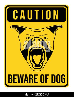 panneau d'avertissement méfiez-vous des chiens. panneaux d'avertissement, bannières, affiches, etc Illustration de Vecteur