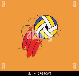 volley-ball avec feu isolé. vecteur d'illustration de volley-ball. Illustration de Vecteur