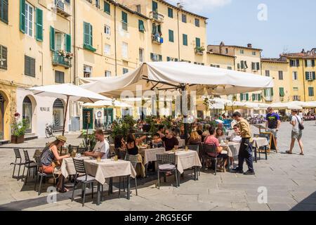 Italie, Toscane, Lucques, Piazza dell'Anfiteatro, Amphitheatre Square Banque D'Images